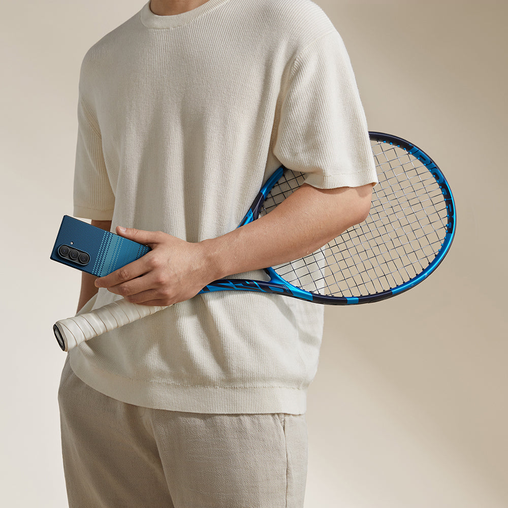 Galaxy Z Fold 7 Kılıf M-safe Şarj Özellikli Aramid Fiber Pitaka Tactile Woven Sunset-Moonrise Serisi Kapak Kahverengi