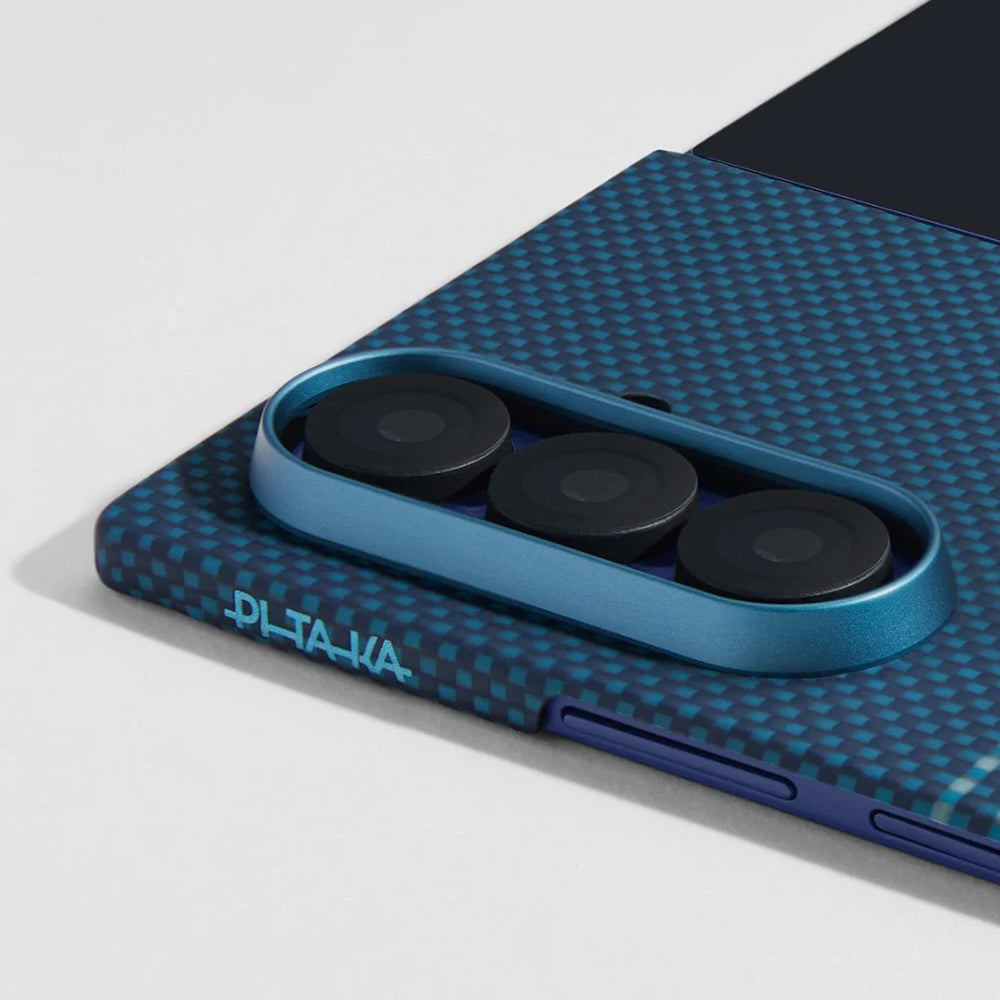 Galaxy Z Fold 7 Case M-safe Charging Feature Aramid Fiber Pitaka Tactile Woven Sunset-Moonrise Series Cover Blue