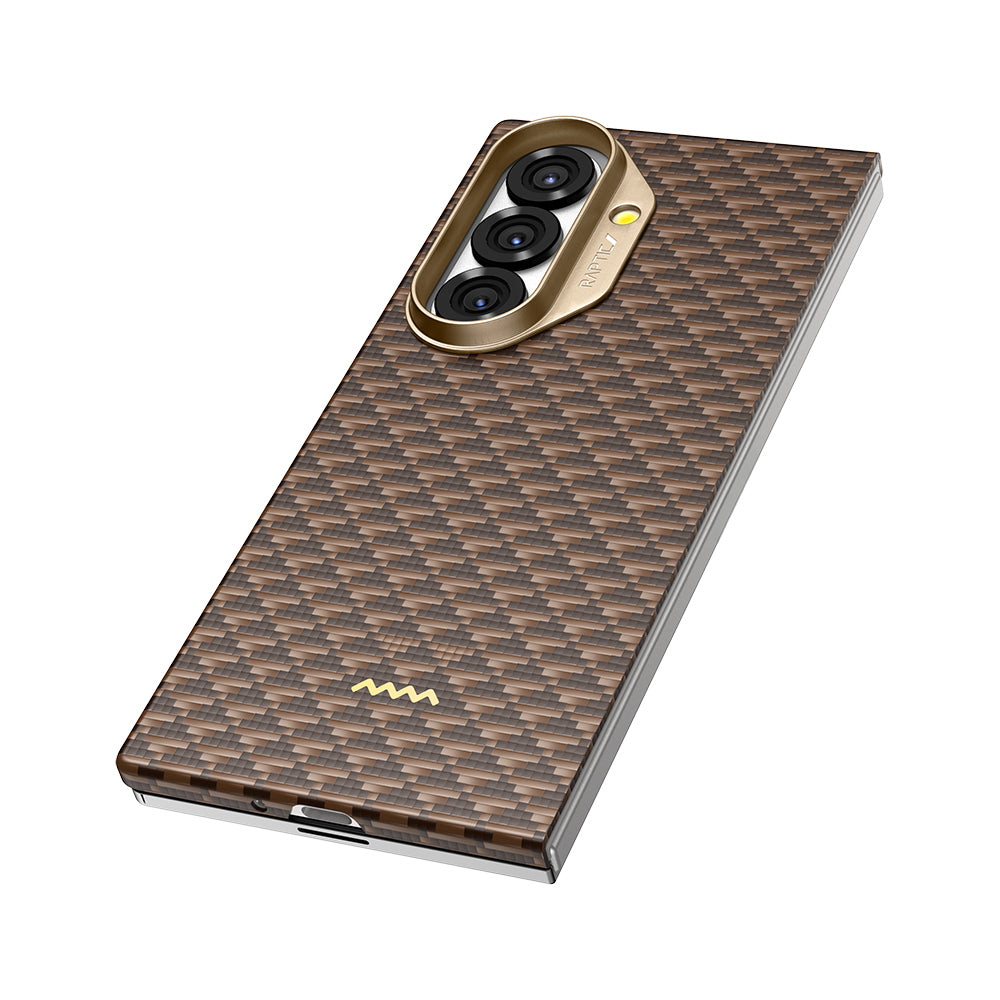 Galaxy Z Fold 7 Kılıf M-safe Şarj Özellikli Raptic Aramid Skin Origin Serisi Kapak Kahverengi