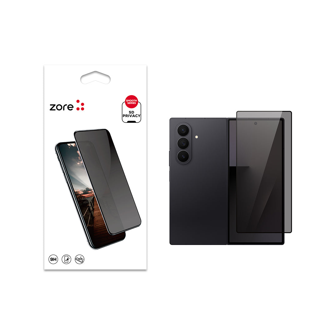 Galaxy Z Fold 7 Zore New 5D Privacy Tempered Screen Protector Black