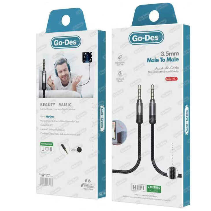 Go Des GAC-217 Aux Audio Cable Black