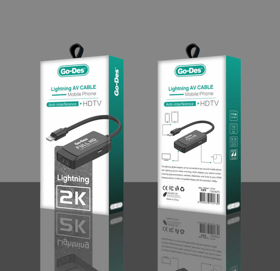 Go Des GD-8275 Lightning AV Cable Black