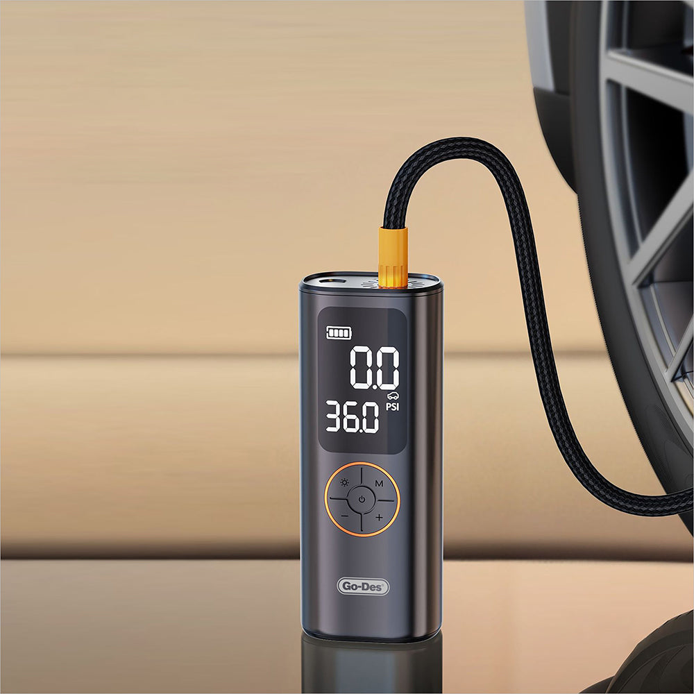Go Des GD-B638 LED Işıklı Araç Hava Kompresörü ve Powerbank 12V Siyah
