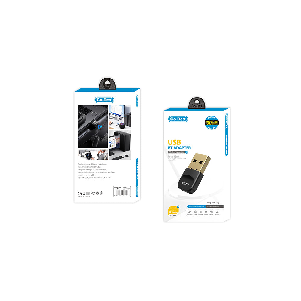 Go Des GD-BT117 USB Bluetooth Adapter Black
