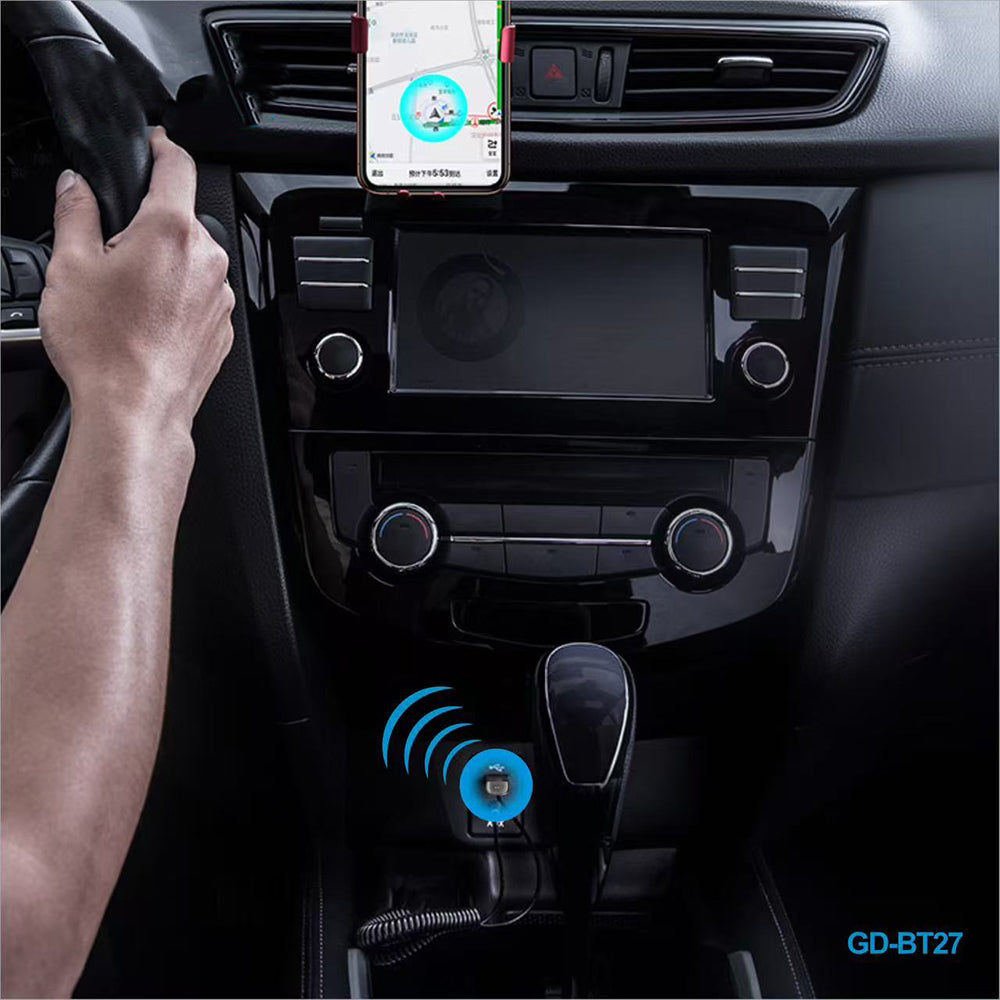 Go Des GD-BT27 Spiral Kablo Tasarımlı AUX Bluetooth 5.1 Adaptör Siyah
