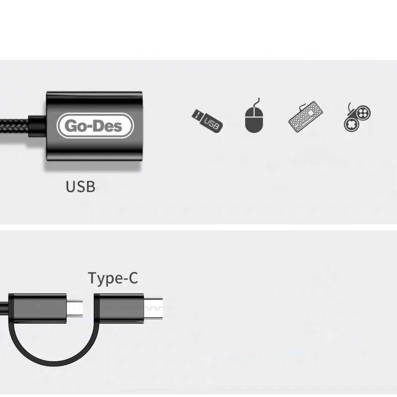 Go Des GD-CT033 2 in 1 Micro - Type-C Otg Gray