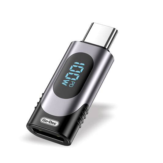 Go Des GD-CT072 Type-C to Type-C Digital LED Display Fast Charging Adapter 100W Gray