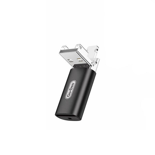 Go Des GD-CT190 TF to USB-A/Lightning 2in1 OTG Hafıza Kart Okuyucu Siyah