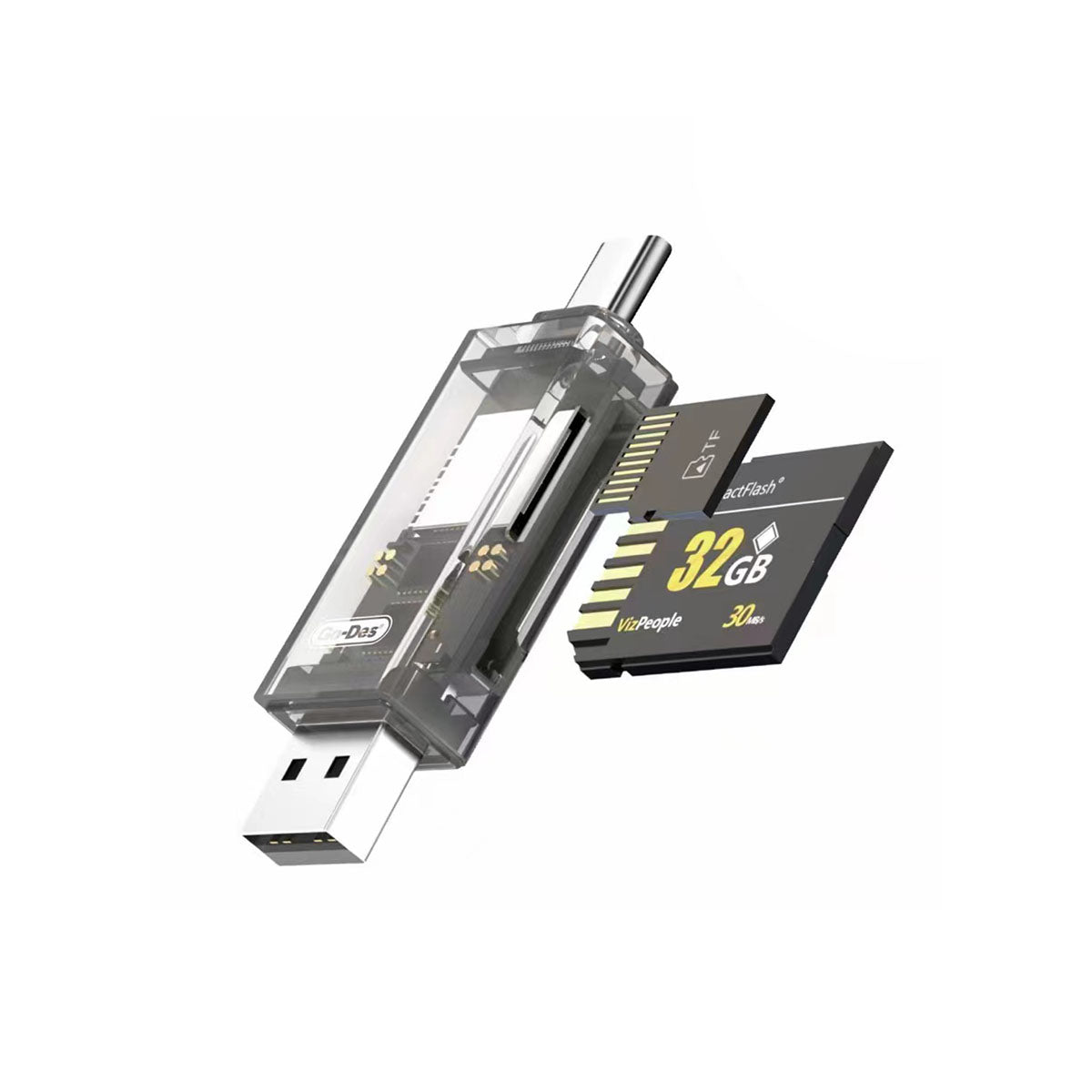 Go Des GD-DK006 Type-C & USB-A Output 4 in 1 OTG Memory Card Reader Black