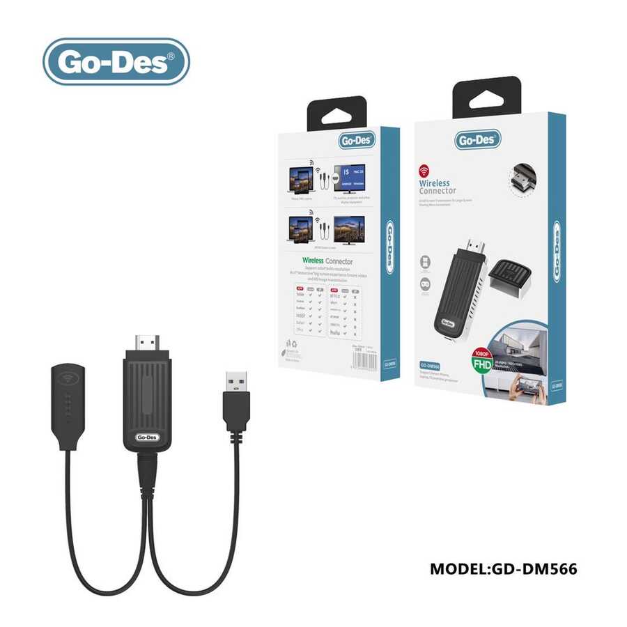Go Des GD-DM566 Wireless HDMI Audio and Video Transmitter Black