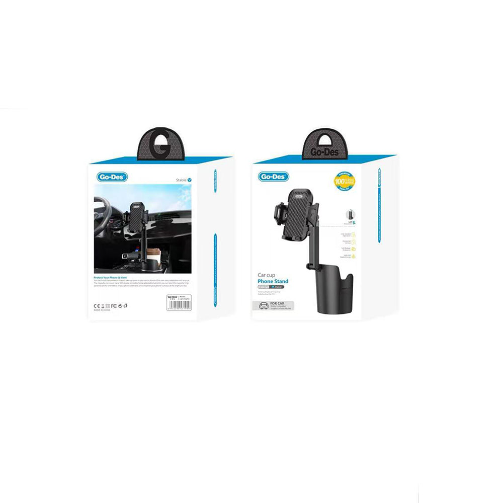Go Des GD-HD255 M-safe 360 Degree Rotating Cup Holder Design Phone Holder Black