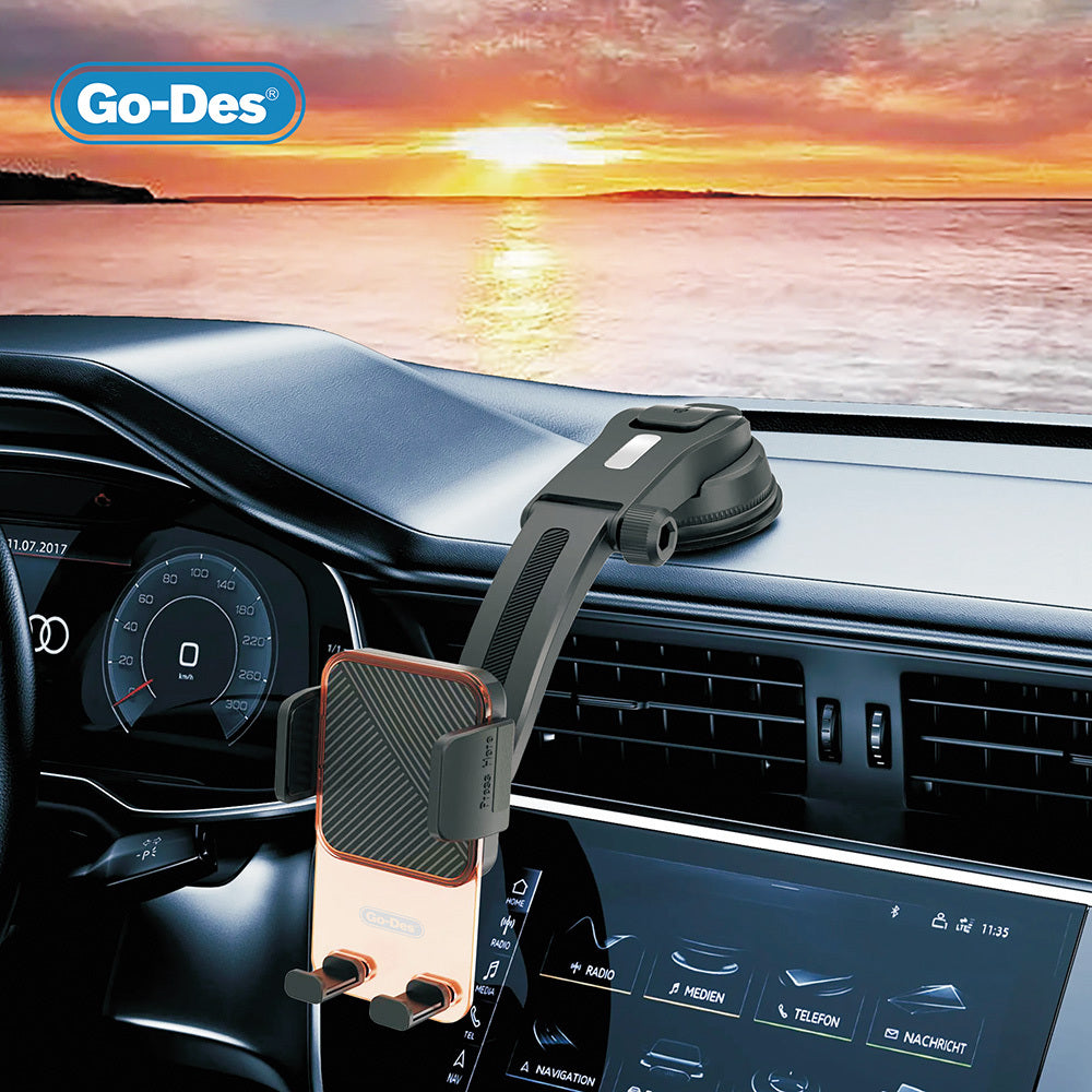 Go Des GD-HD328 360 Degree Rotating Vacuum Design Car Phone Holder Black