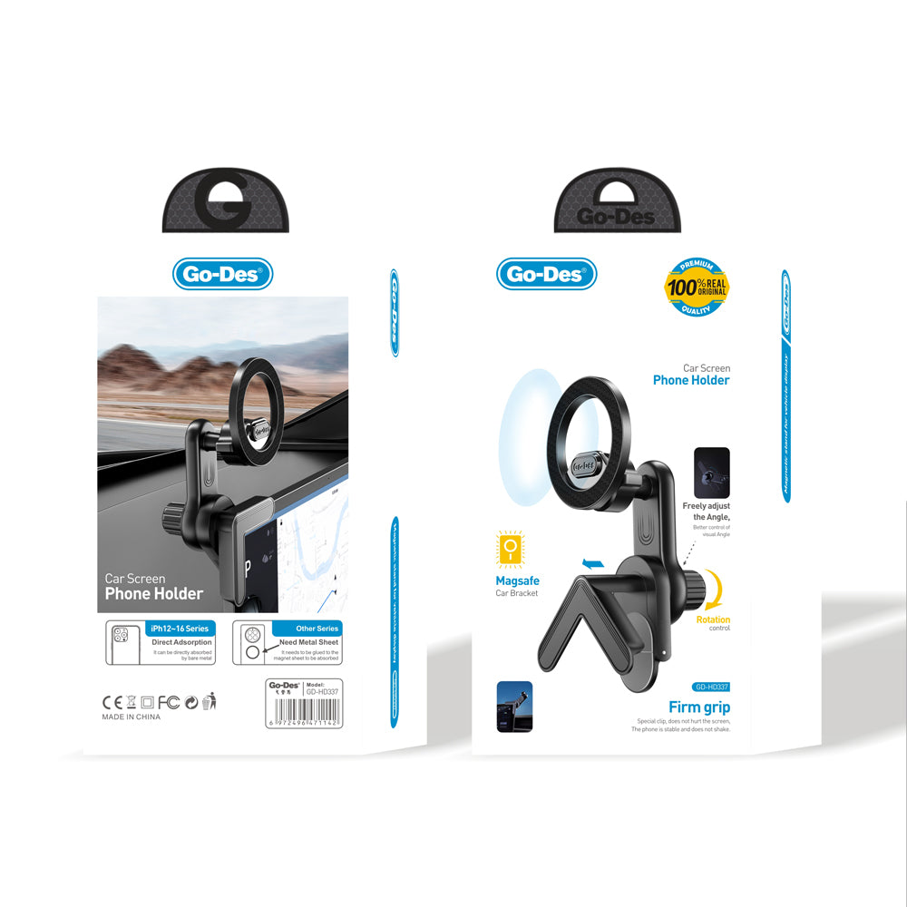 Go Des GD-HD337 360° Dönebilen Başlıklı V Köşeli Laptop - Monitör Telefon Tutucu Siyah