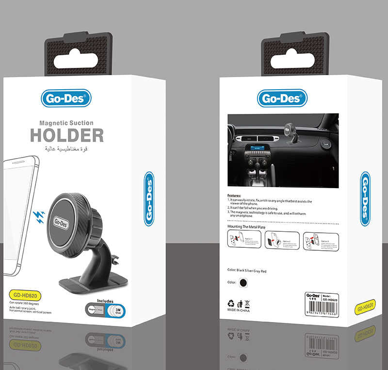 Go Des GD-HD620 Magnetic Car Phone Holder White-Black