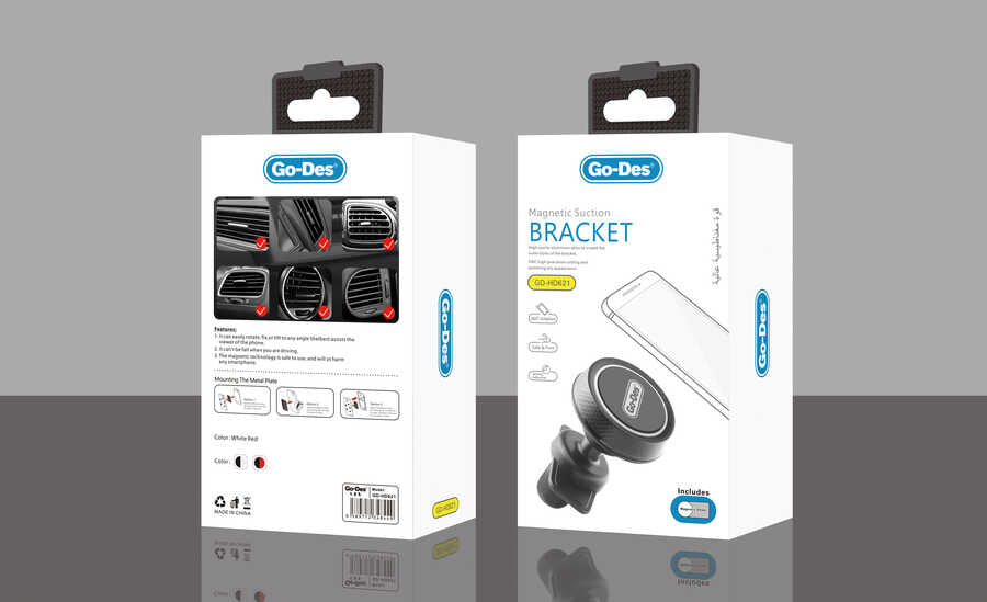 Go Des GD-HD621 In-Car Magnetic Phone Holder Vent Design Black