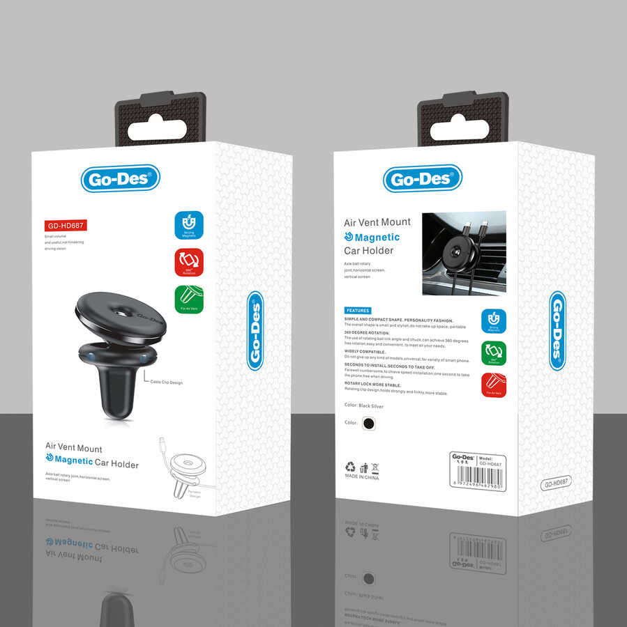 Go Des GD-HD687 Magnetic Car Phone Holder Black