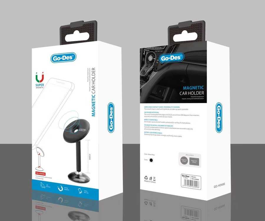 Go Des GD-HD686 Magnetic Car Phone Holder Black