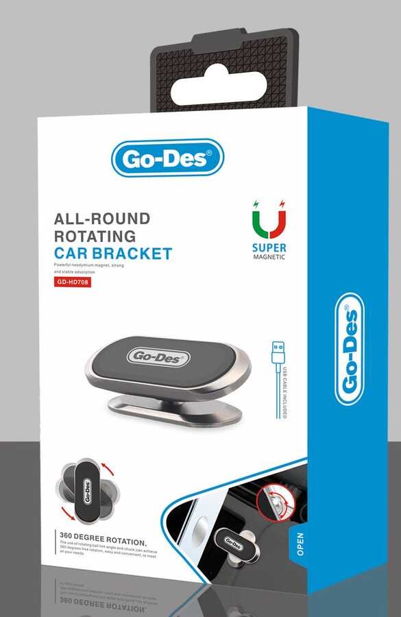 Go Des GD-HD708 Magnetic Car Phone Holder Gray