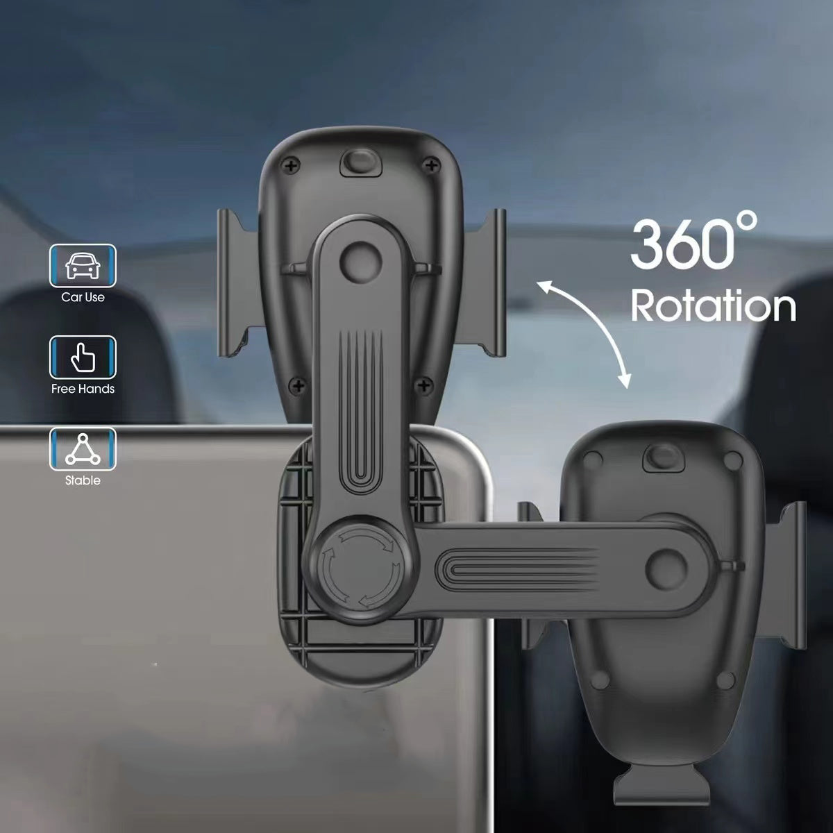 Go Des GD-HD793 360 Rotating Head Laptop - Monitor Phone Holder Black