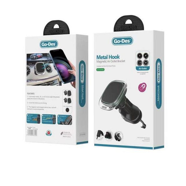 Go Des GD-HD908 Super Magnetic 360 Degree Pivoting Head Phone Holder Ventilation Design Black