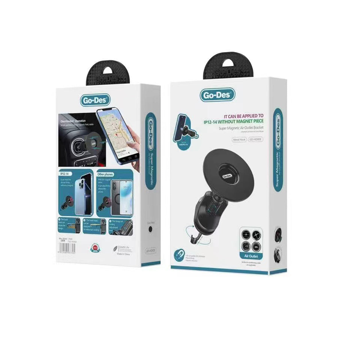 Go Des GD-HD909 Super Magnetic 360 Degree Pivoting Head Phone Holder Ventilation Design Black