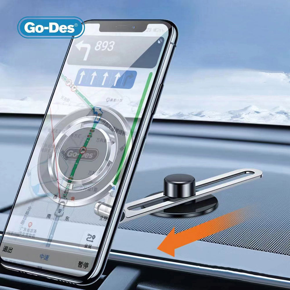 Go Des GD-HD912 Magnetic 360 Degree Rotating Flat Floor Car Phone Holder Black