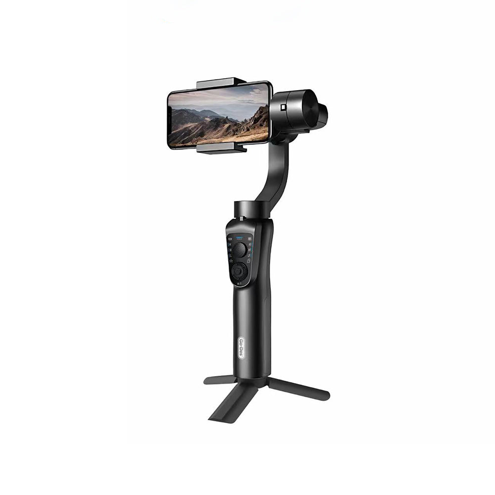 Go Des GD-S5 3 Eksenli El Tipi Yüz Tanıma Takip Özellikli Led Işıklandırma Aparatlı Gimbal Stabilizatör Siyah