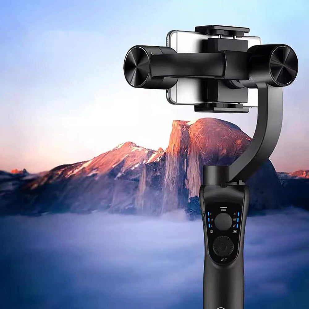 Go Des GD-S5 3-Axis Handheld Gimbal Stabilizer with Face Recognition Tracking LED Lighting Black