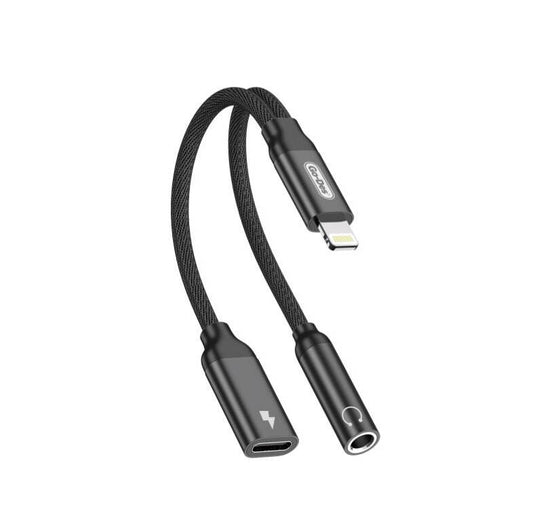 Go Des GD-UC076 3.5mm Jack Input Lightning 2in1 Charging and Audio Cable Black