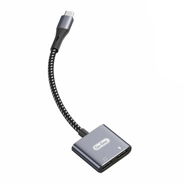 Go Des GD-UC161 2in1 Type-C to 3.5mm Hi-Fi Aux Converter Audio Adapter Gray