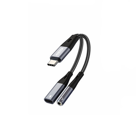 Go Des GD-UC162 3.5mm Jack Type-C 2in1 Charging and Audio Cable Black