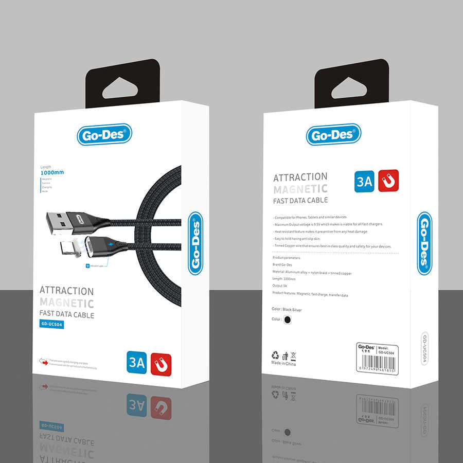 Go Des GD-UC504 Attraction Magnetic Fast Data Type-C Usb Cable Black