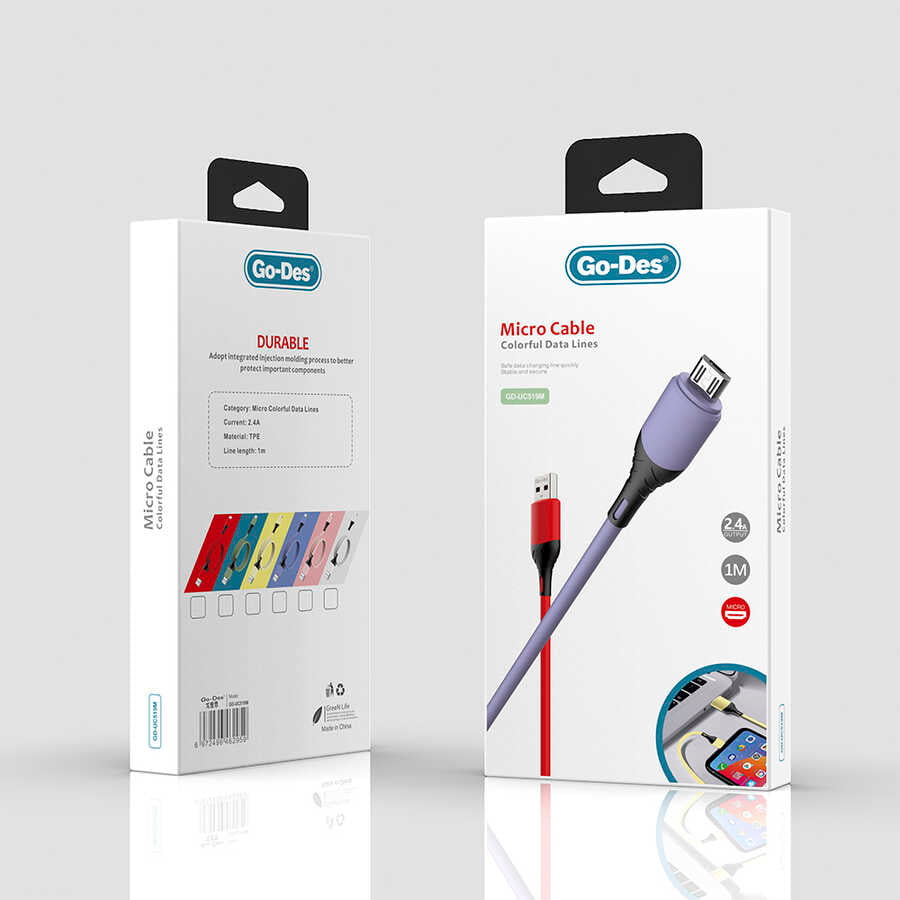 Go Des GD-UC519 Micro Usb Cable Purple
