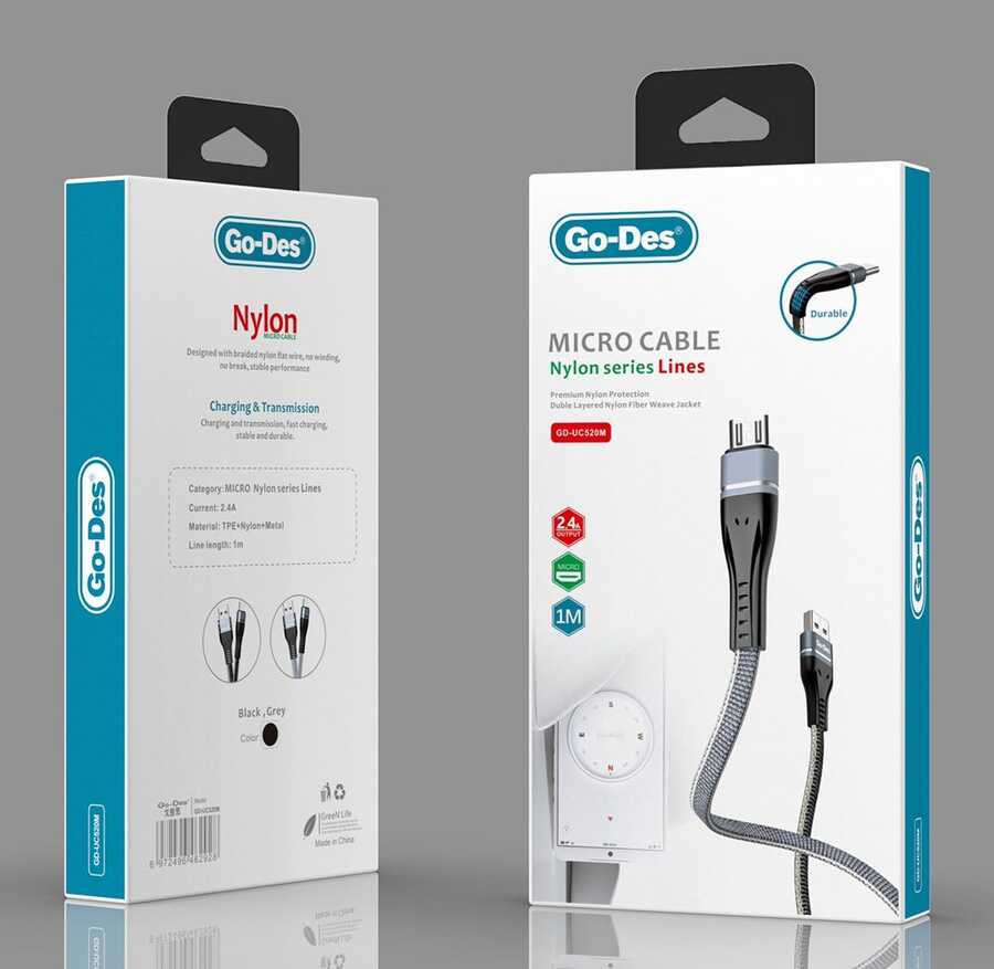 Go Des GD-UC520 Micro Usb Cable Gray