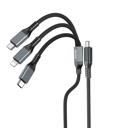 Go Des GD-UC617 3in1 Type-C to Lightning – Type-C – Micro USB Ultra Fast PD Charging Cable 100W 1.2M Black
