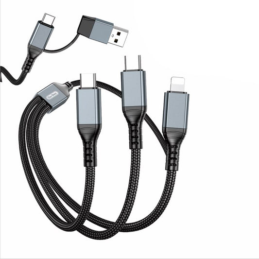 Go Des GD-UC806 3in2 Lightning – Type-C – Type-C Fast Charging Cable 100W 1M Gray
