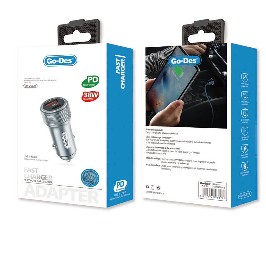 Go Des QC2018 Car Charger Silver