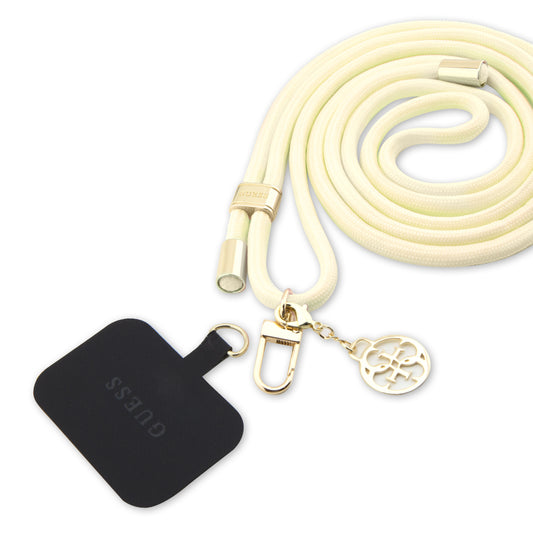 GUESS Metal Logo Cell Phone Lanyard Cream
