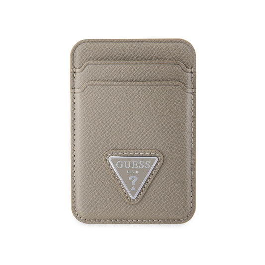 Guess Orjinal Lisanslı 2 Hazneli Üçgen Logolu Deri Magnetik Kartlık Kahverengi