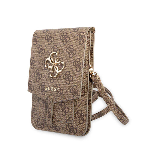 Guess Original Licensed 4G Patterned Large 4G Logo 5-Chamber Hanging Magnet Cover Bag Brown