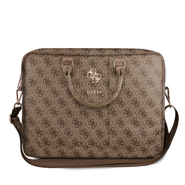 Guess Original Licensed 4G Patterned Large 4G Logo Shoulder Strap 15-inch Laptop Bag Brown