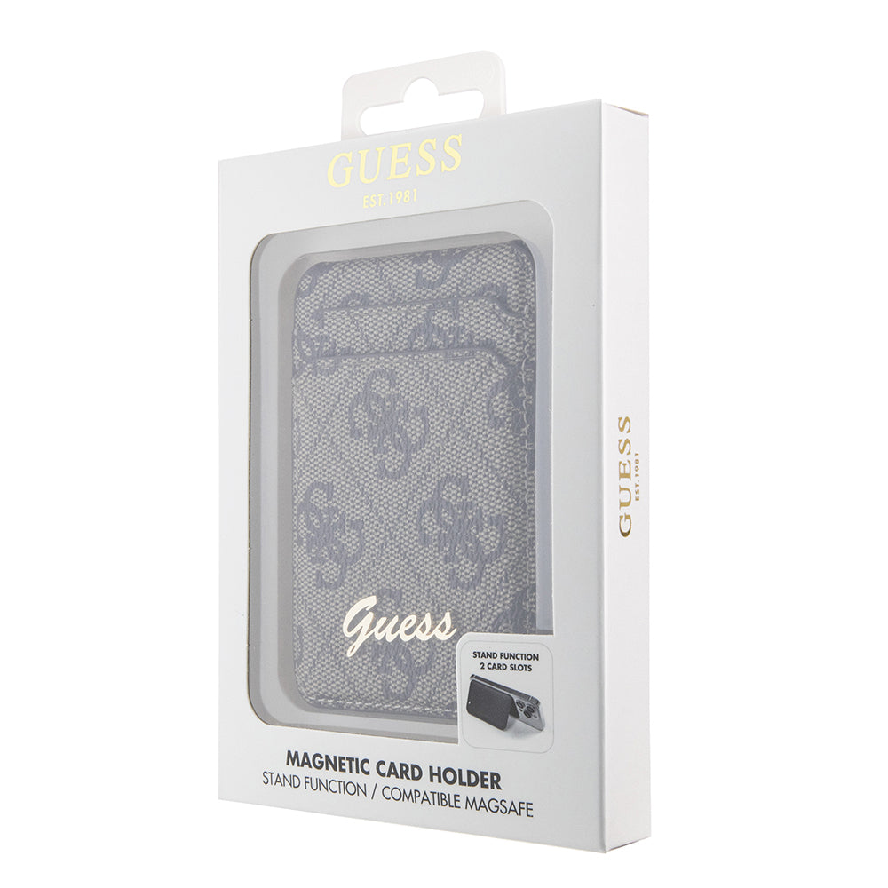 Guess Orjinal Lisanslı 4G Desenli Metal Script Logolu Magnetik Kartlık Kahverengi