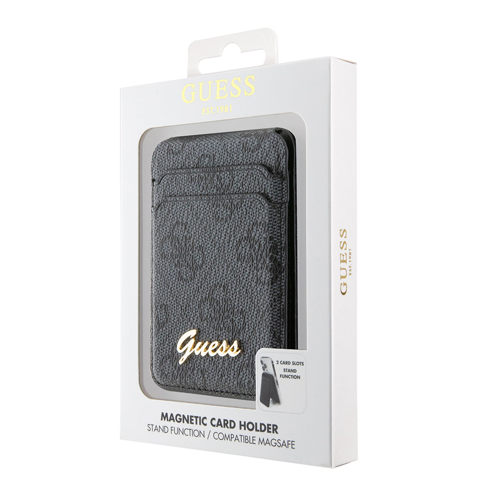 Guess Orjinal Lisanslı 4G Desenli Metal Script Logolu Magnetik Kartlık Siyah