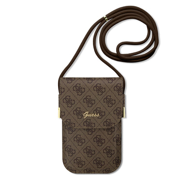 Guess Original Licensed 4G Patterned Metal Letter Logo Shoulder Bag with Magnet Cover, Brown