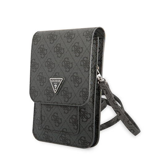 Guess Original Licensed 4G Patterned Triangle Logo 5-Chamber Hanging Magnet Cover Bag Black