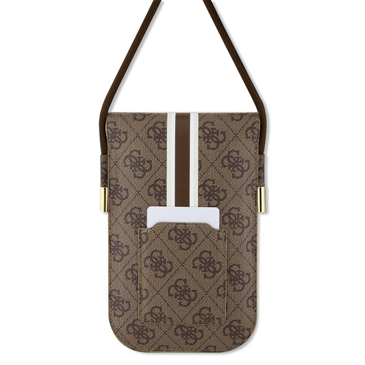 Guess Original Licensed 4G Patterned Shoulder Bag with Magnet Cover, Brown