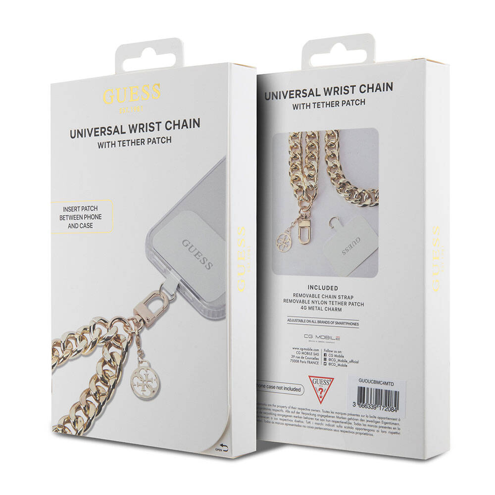 Guess Original Licensed 4G Logo Thick Phone Strap Chain Gold