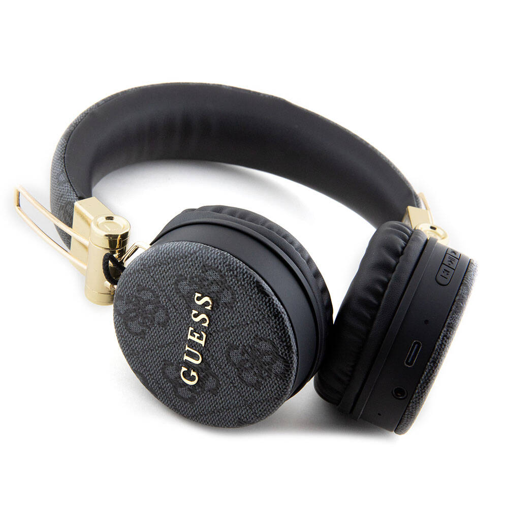 Guess Original Licensed 4G Metal Logo PU Leather Adjustable Over-Ear Bluetooth Headphones Pink