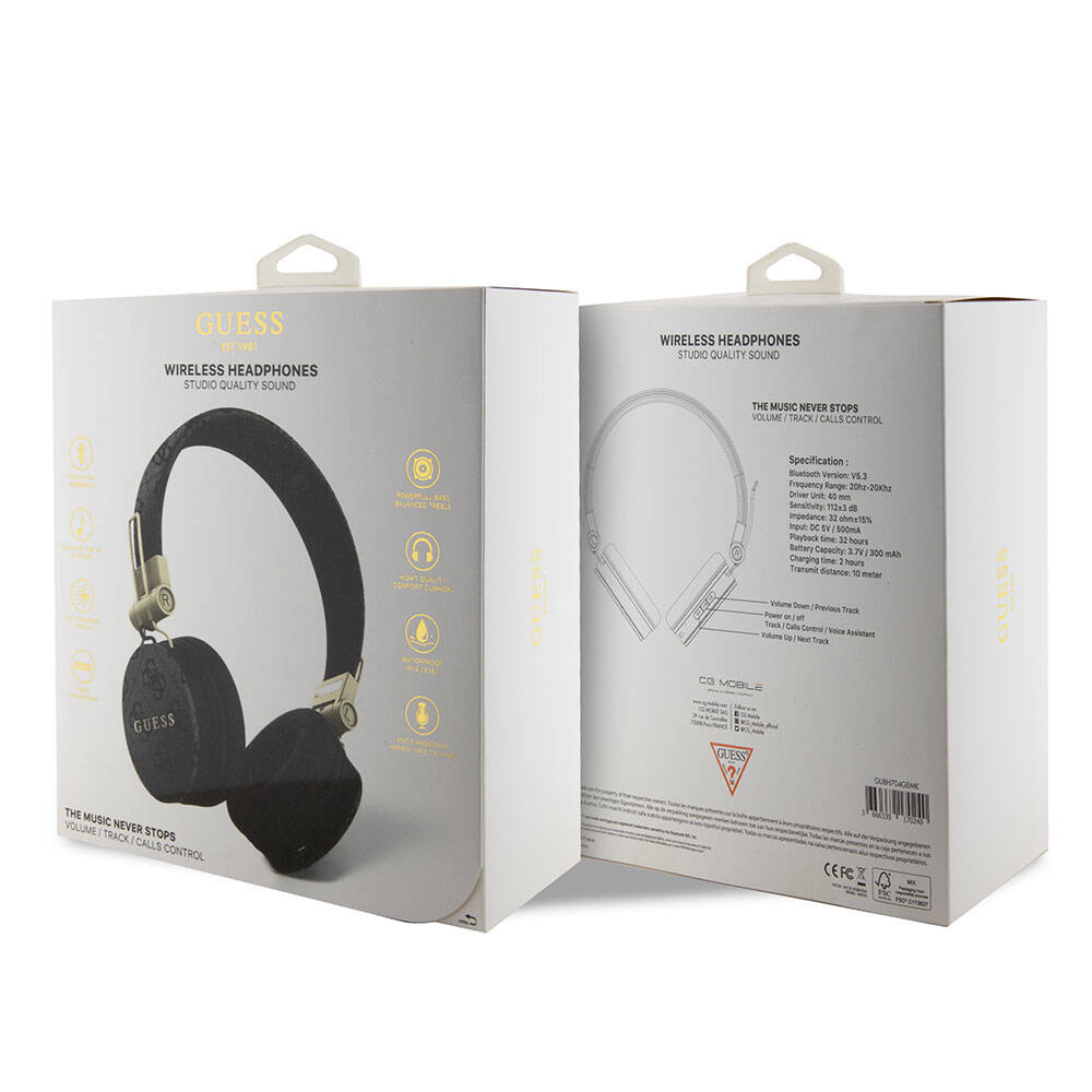 Guess Original Licensed 4G Metal Logo PU Leather Adjustable Over-Ear Bluetooth Headphones Pink