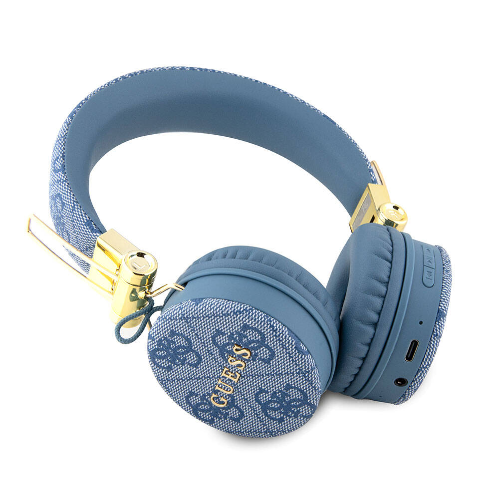 Guess Original Licensed 4G Metal Logo PU Leather Adjustable Over-Ear Bluetooth Headphones Brown